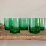 5 vintage emerald green glasses