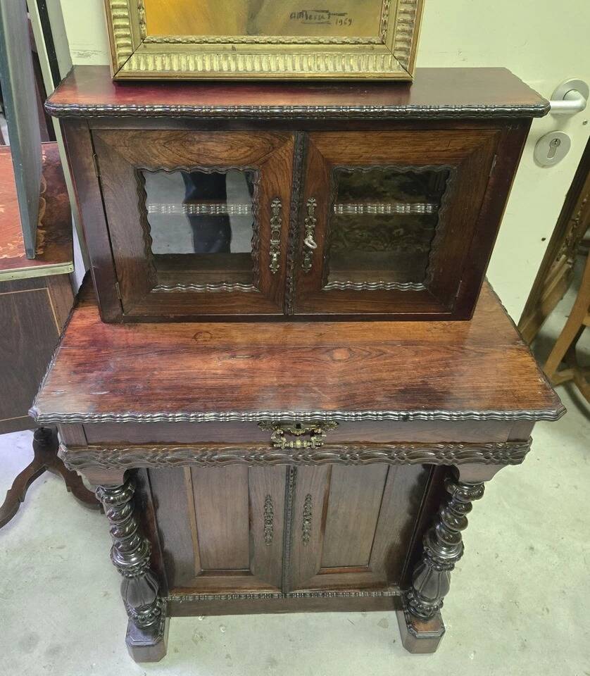 Buffet Bibliothéque deux corps en palissandre, époque Napoléon III