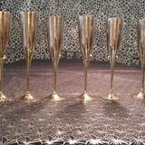6 art deco champagne flutes, 70s