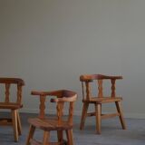 Set of 4 modern Norwegian armchairs by Krogenæs, solid pine, 1950s.