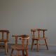 Set of 4 modern Norwegian armchairs by Krogenæs, solid pine, 1950s.