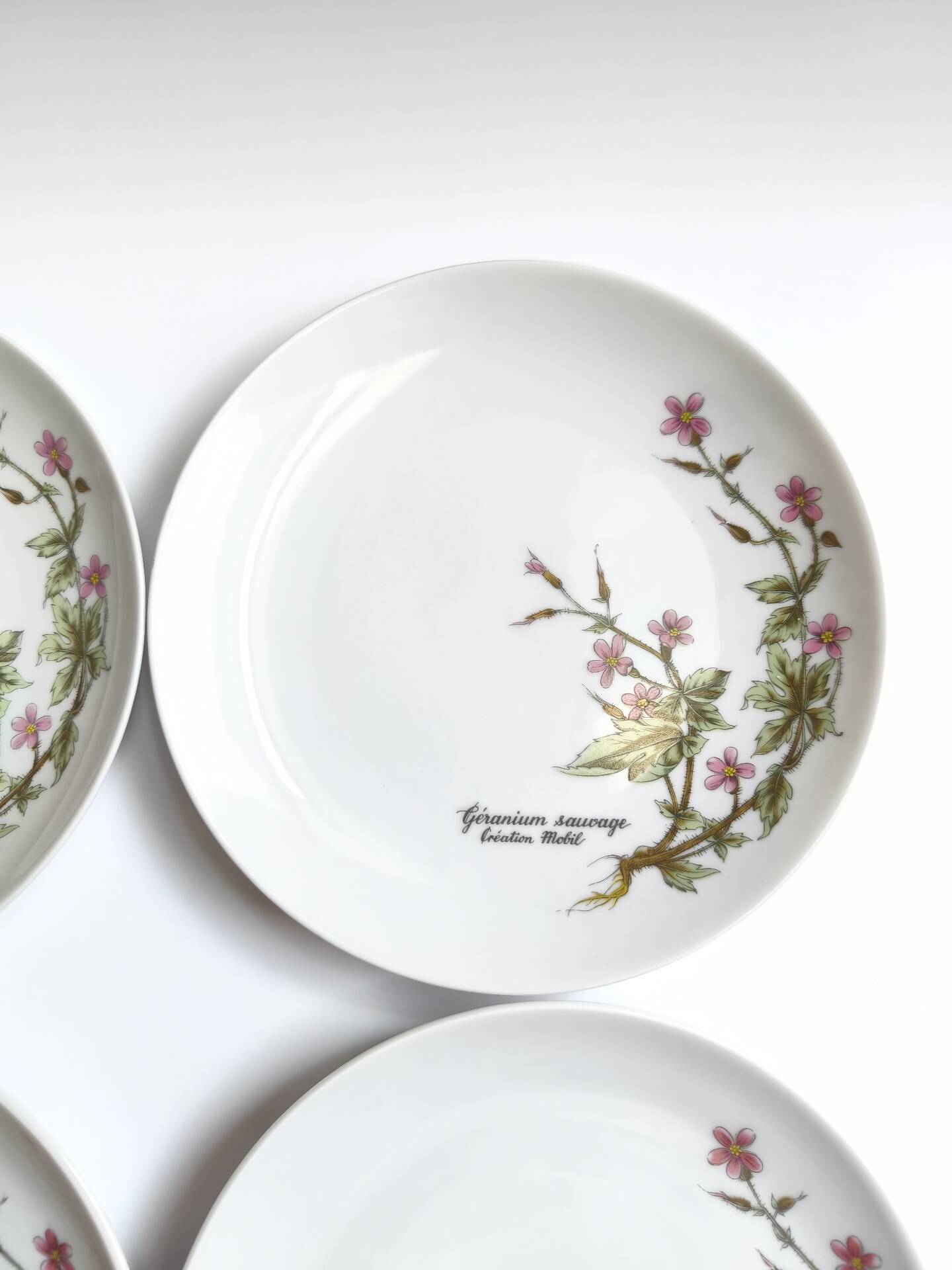 Lot de 6 assiettes à dessert de Bavière mobil décor fleurs roses