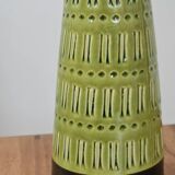 Vintage diabolo vase Marzi & Remy - ceramic West Germany 1960 - olive green relief decoration