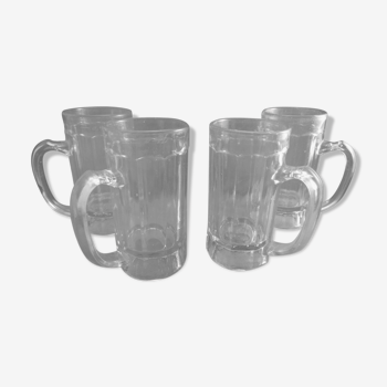 Series of 4 beer mugs of glass-blown bistro era early 20th century