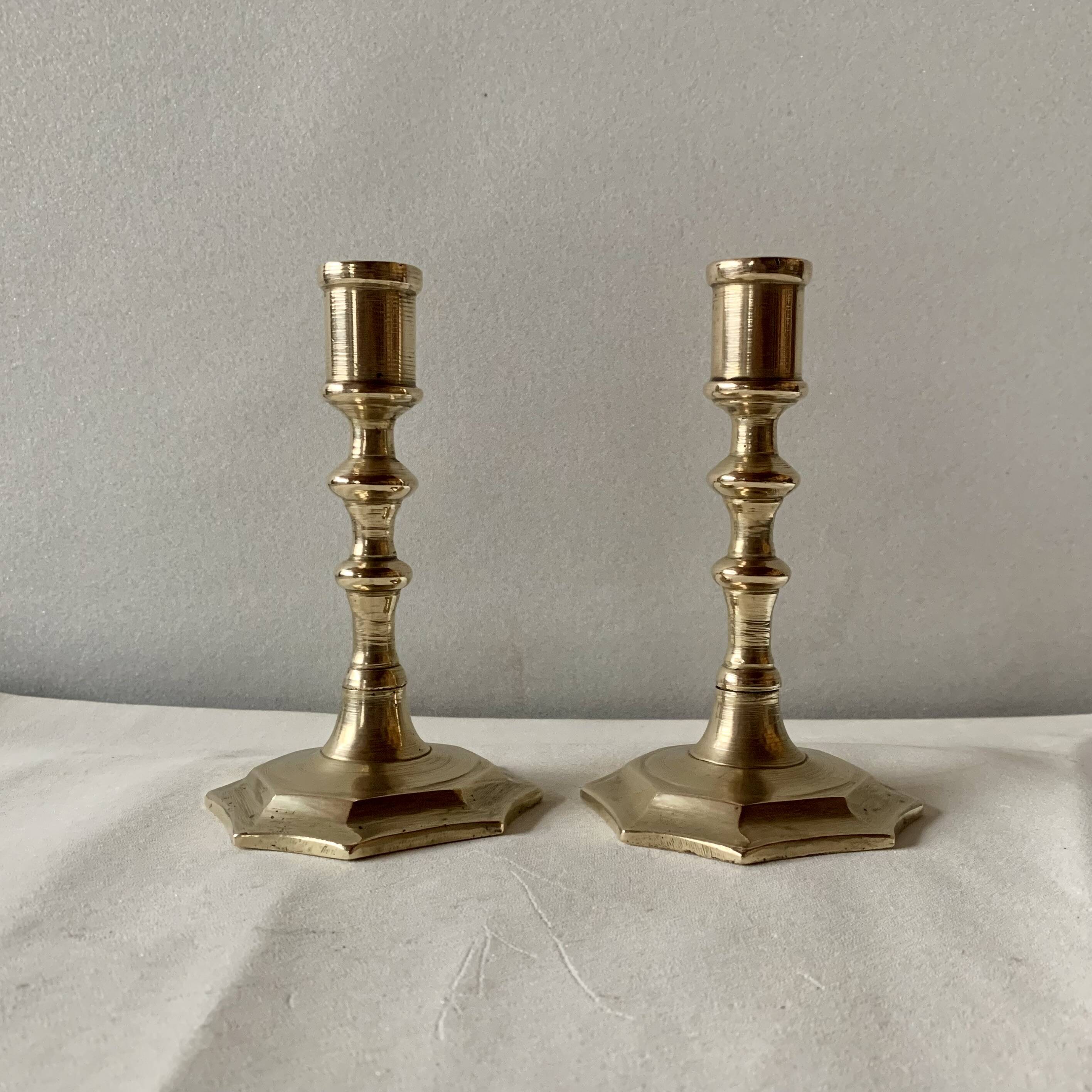Pair of antique brass candlesticks