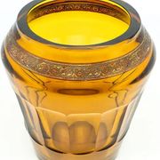 Art Deco vase, honey glass, Bohemia, Czechoslovakia, 1930s