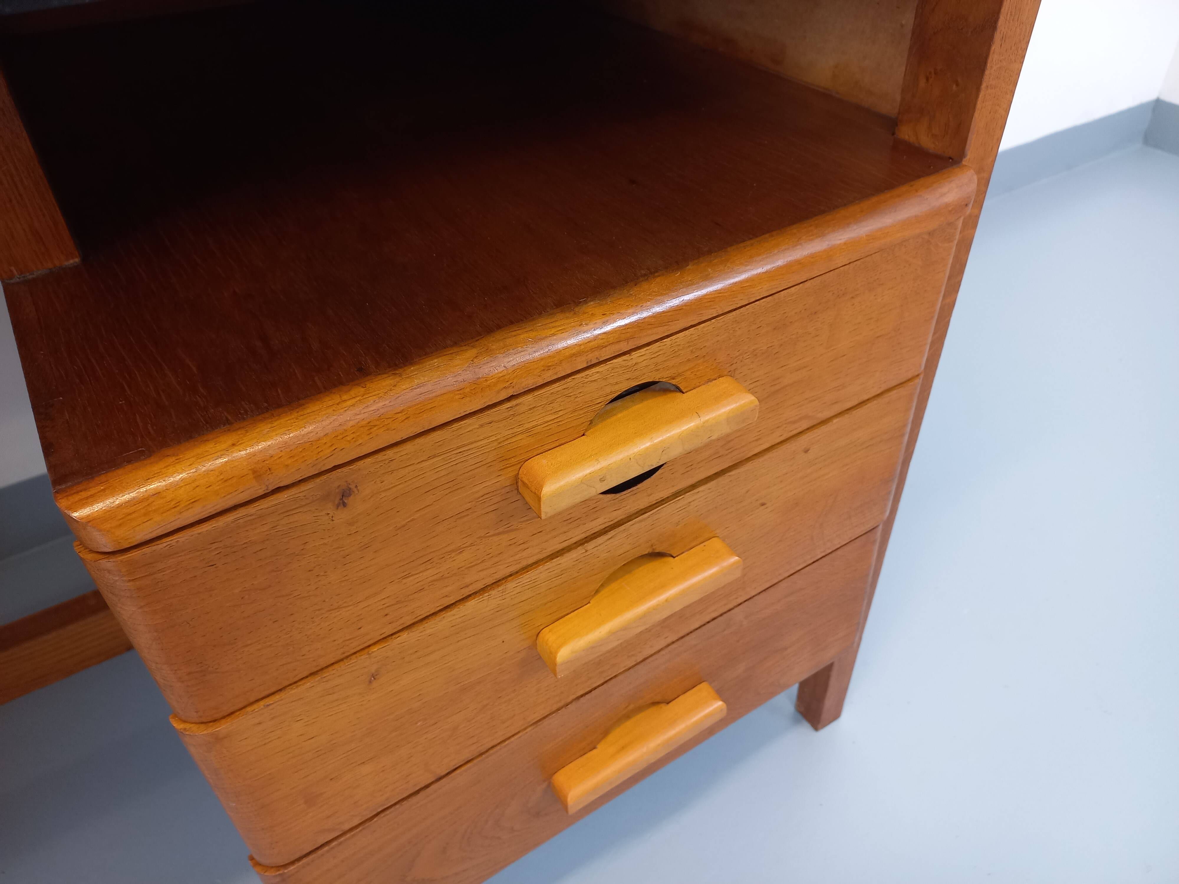 Vintage oak desk from the 1960s.