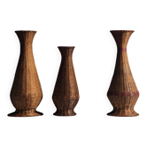Set of three wicker vases – French folk art, circa 1950