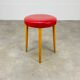 Baumann bistro stool wood and imitation red leather 60s