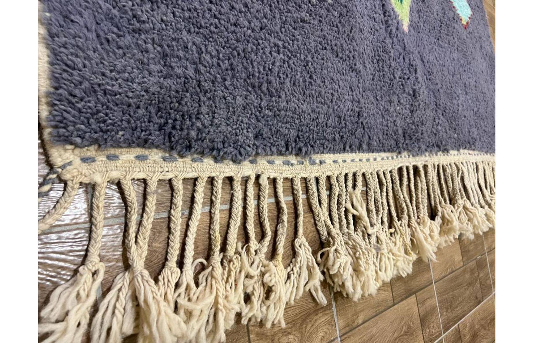 Tapis artisanal marocain laine naturelle 2.5x1.5 m
