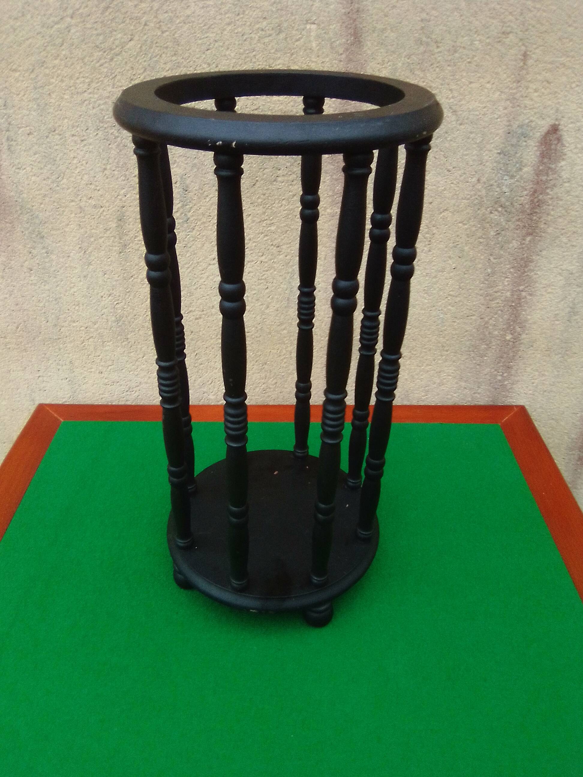 Black wooden umbrella stand H 51 cm