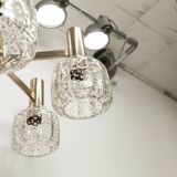 5-branch chandelier in gold and blown glass with gold sequins, 1960