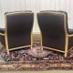 Pair of leather and beech armchairs from the 1970s.