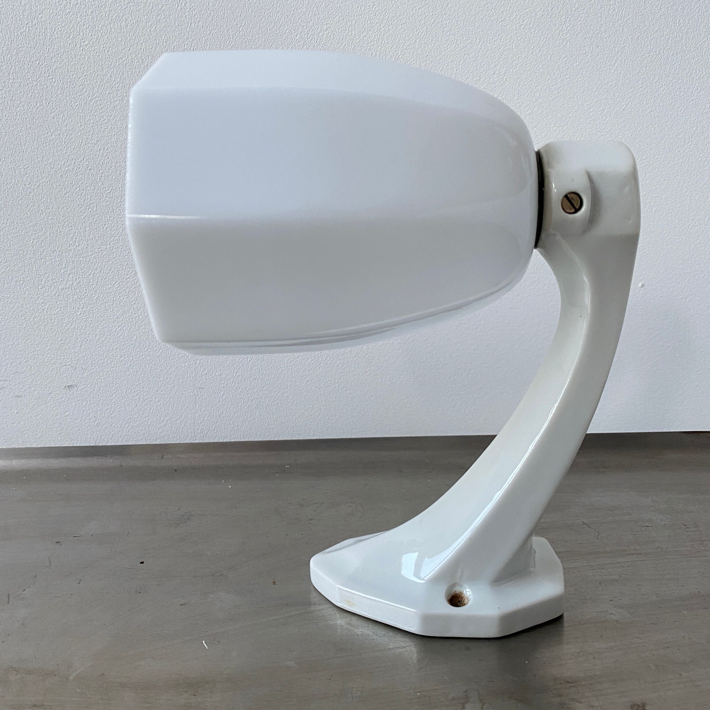 Old opaline wall lamp and porcelain