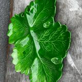 Green Ceramic Hors d'Oeuvres Dish in Leaf Shape, Art Deco Period