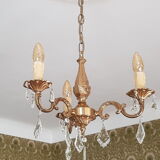 Brass chandelier 3 branches with grapevines, Louis XV style