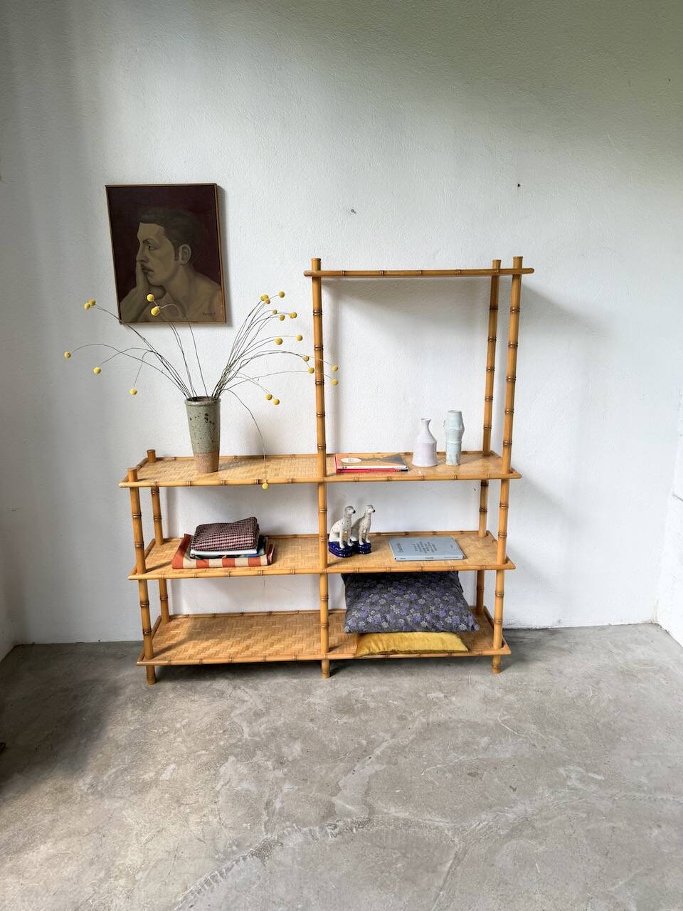 Large rattan shelf 1960
