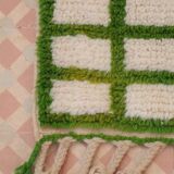 Moroccan Berber rug with reverse checkered pattern in green