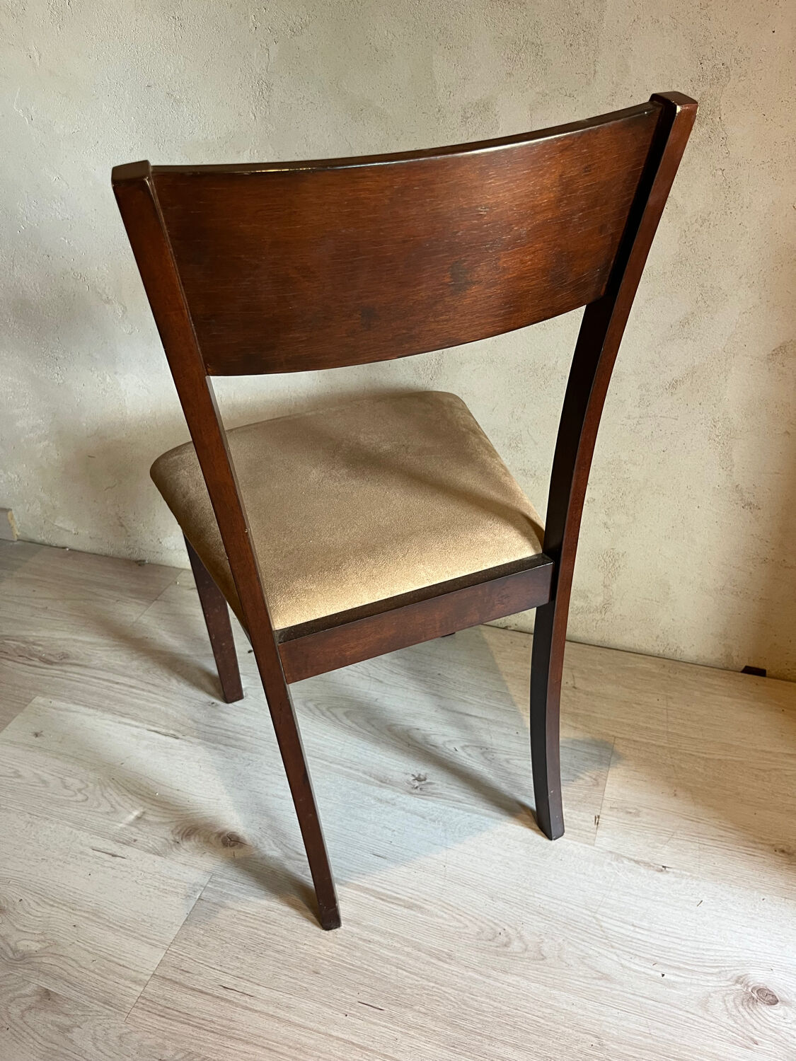 Set of 6 vintage wood and velvet chairs