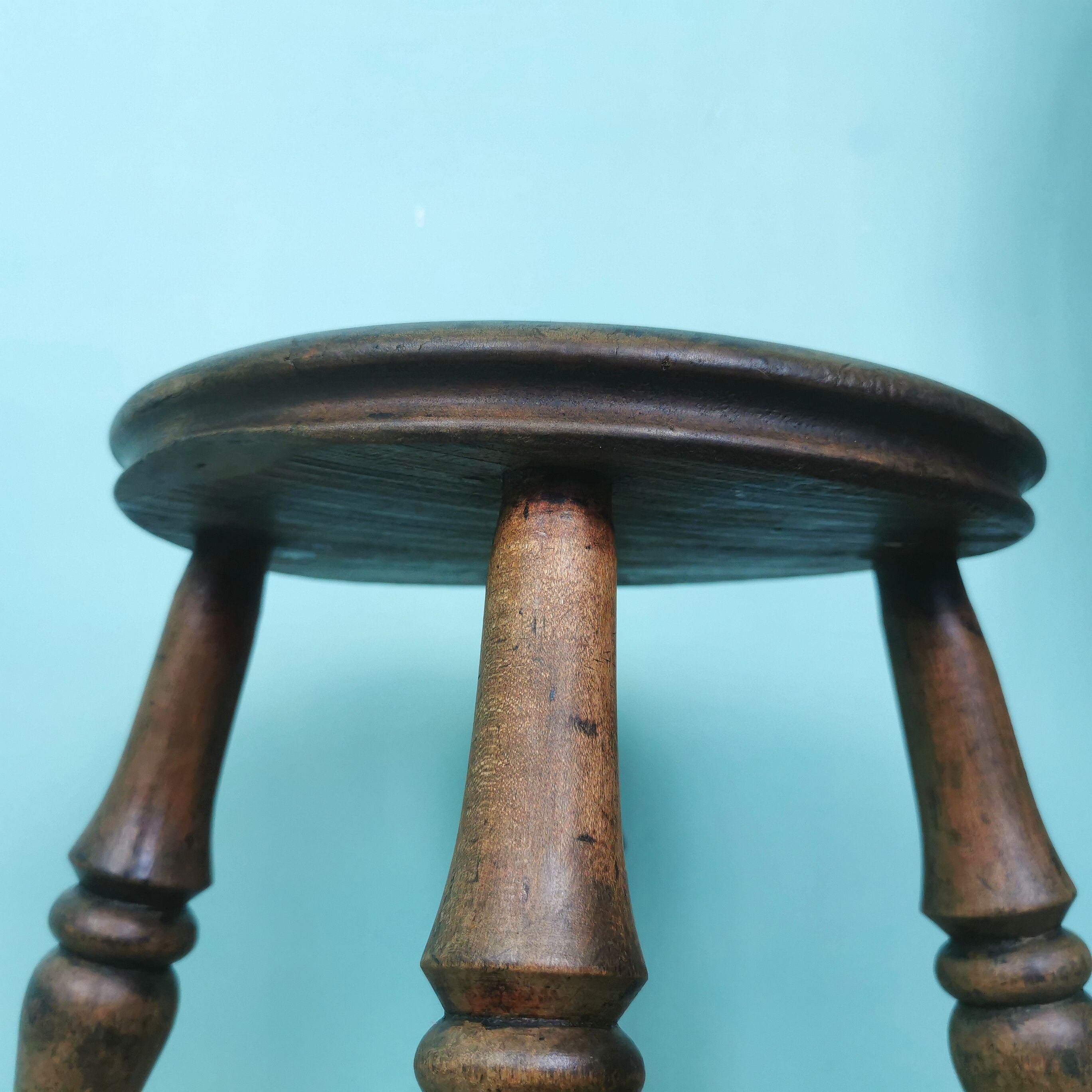 Turned wooden stool