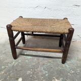 Wooden foot stool and straw