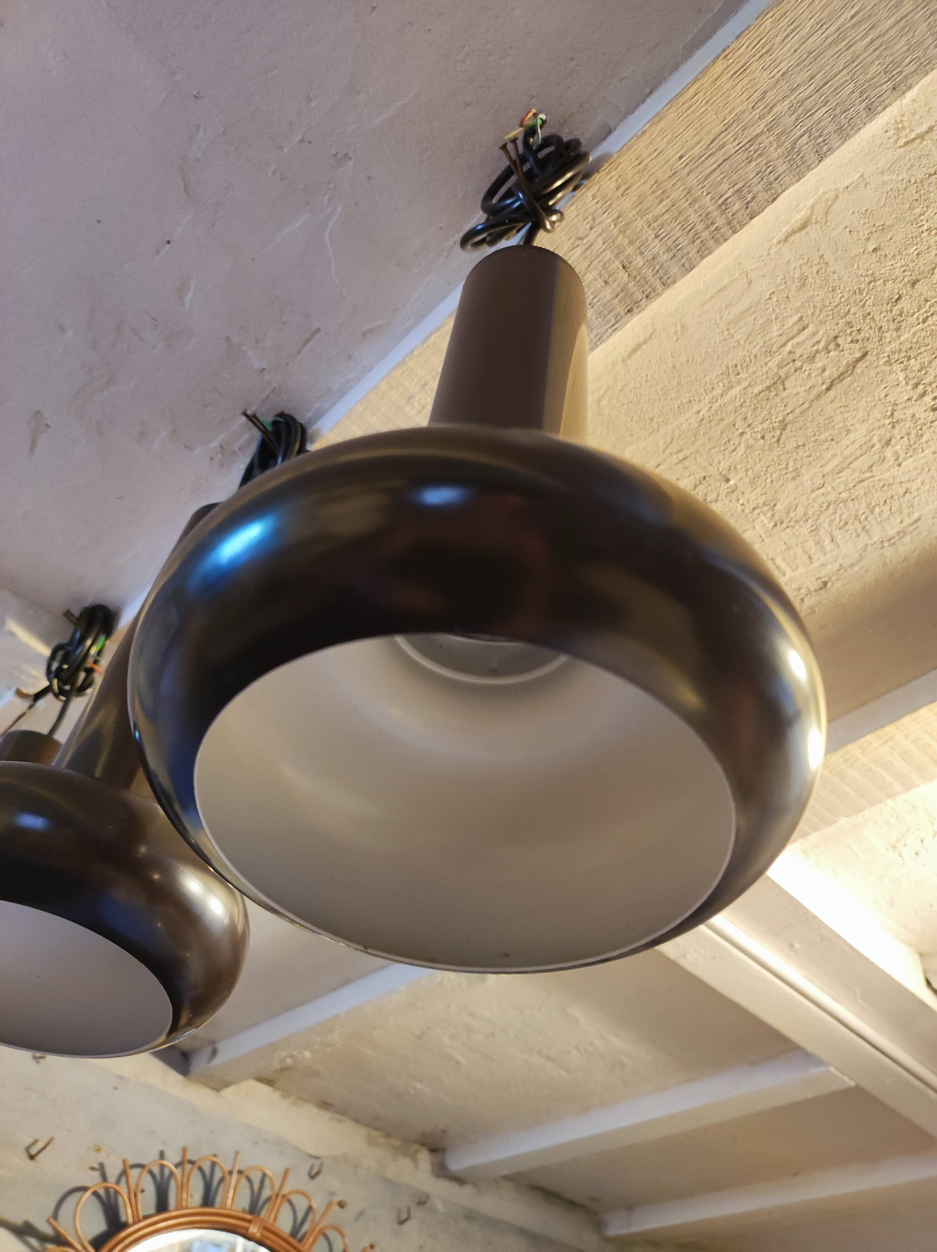 Lita pendant light, chocolate color, 1970