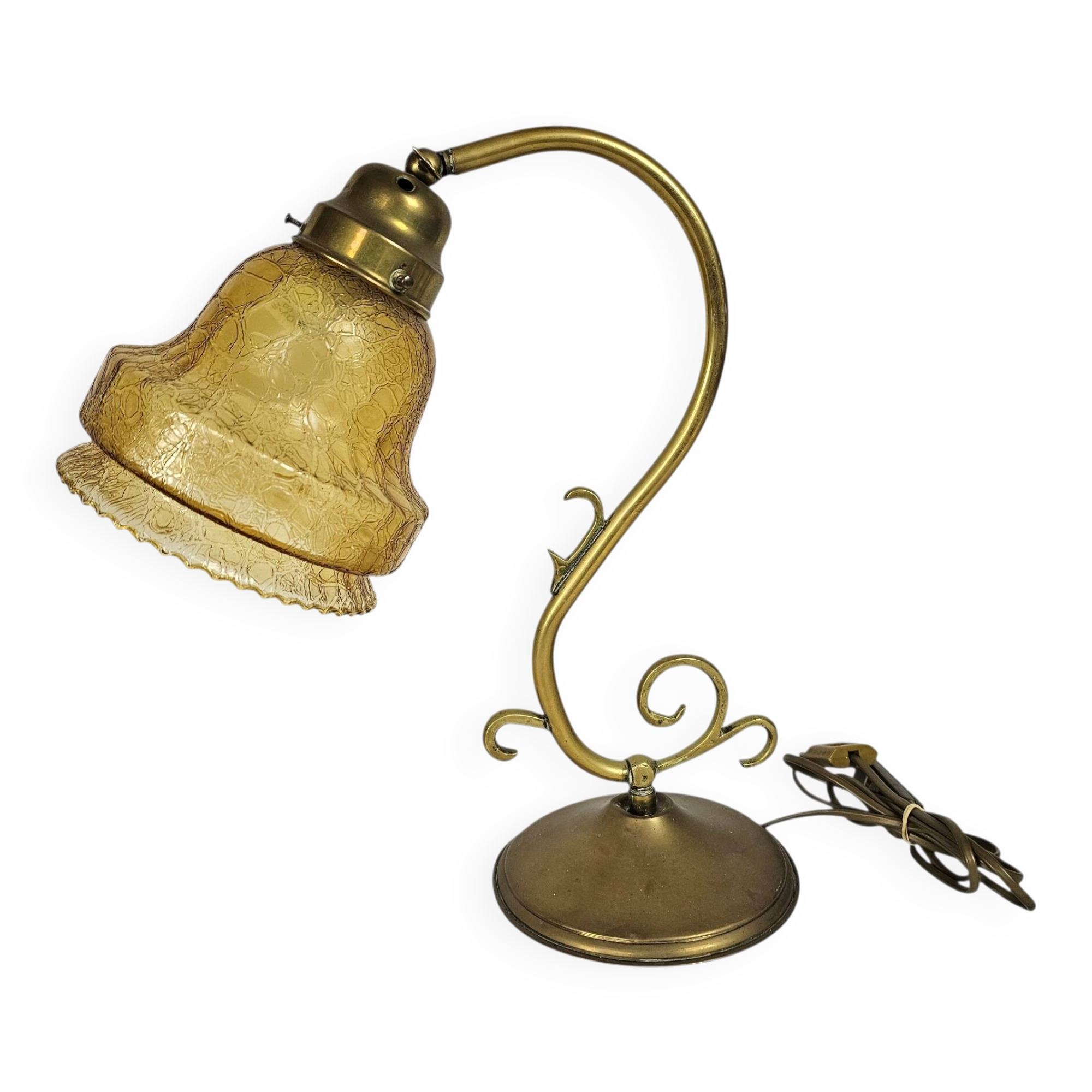 Table lamp - brass - glass - Hollywood Regency style - 70's