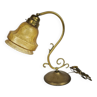 Table lamp - brass - glass - Hollywood Regency style - 70's