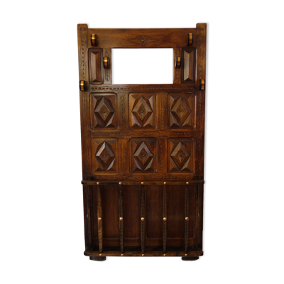 Porte manteaux vestiaire bois sculpté art populaire