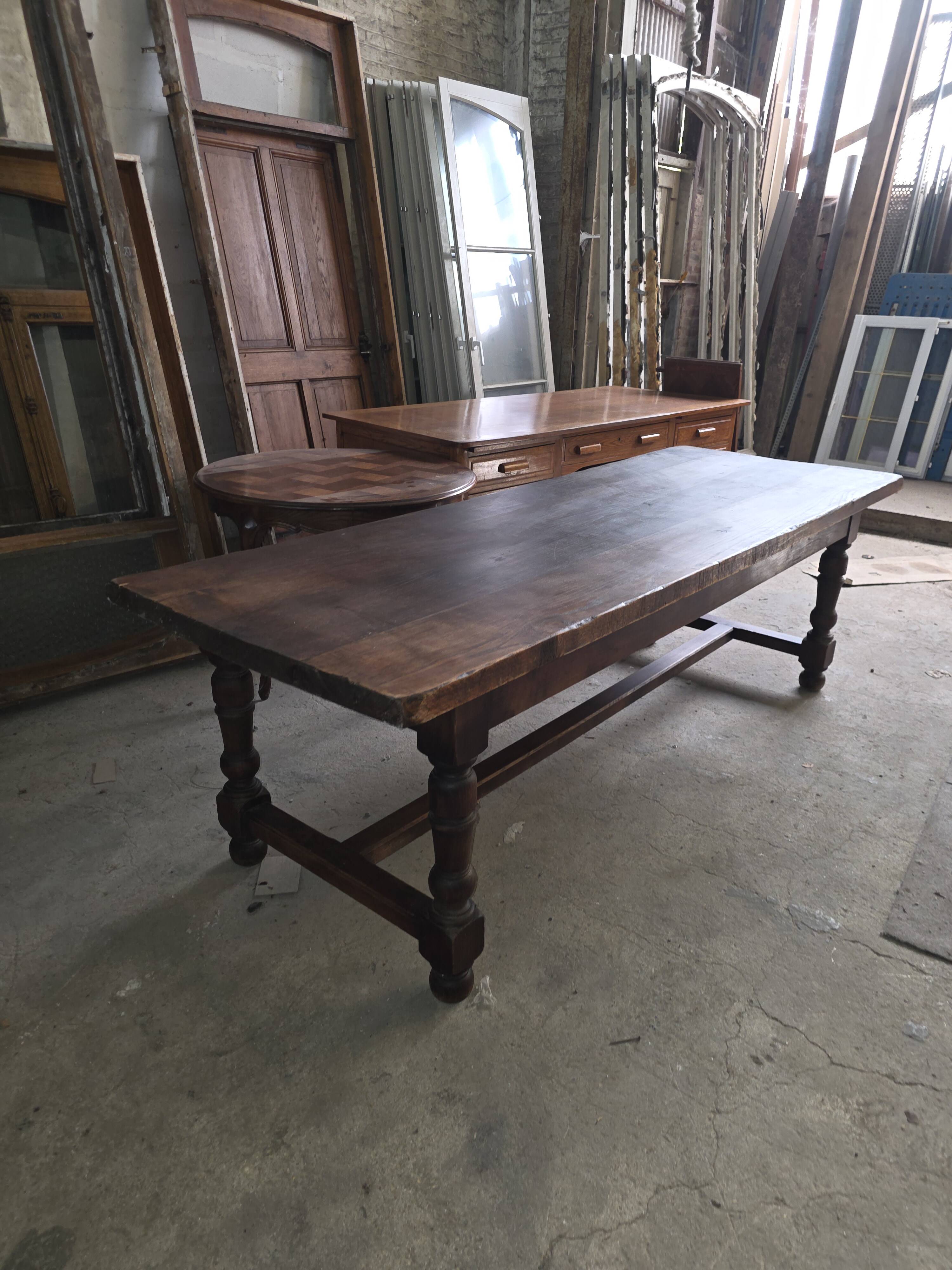 Table de ferme en chêne massif,  250 × 87cm
