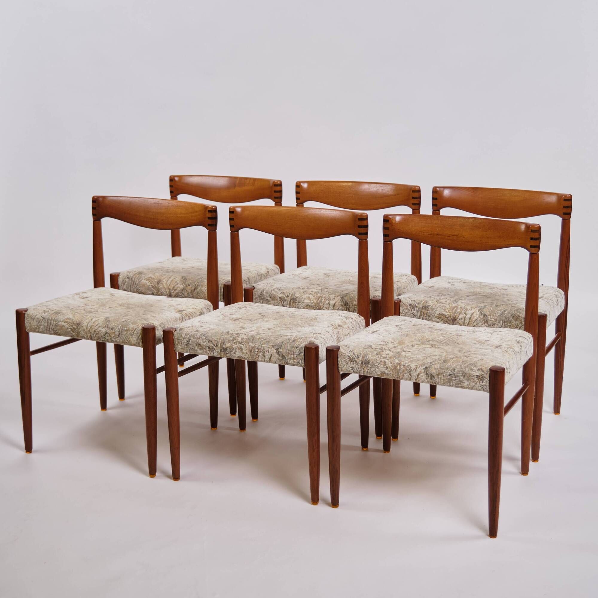 Set of six dining chairs - teak & light upholstery - Henry W. Klein - Bramin - 1960s