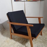 Vintage Scandinavian living room set in light wood