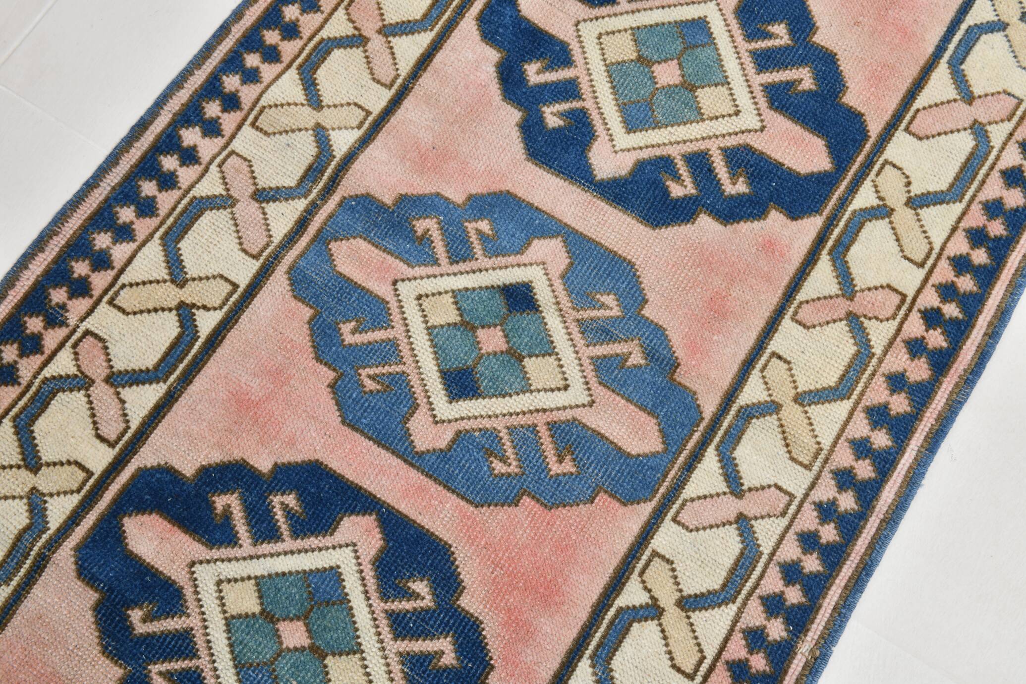 3x10 Pink & Blue Oushak Runner Rug 80x325Cm SK 22171