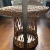 Vintage 1960s coffee table in woven wicker.