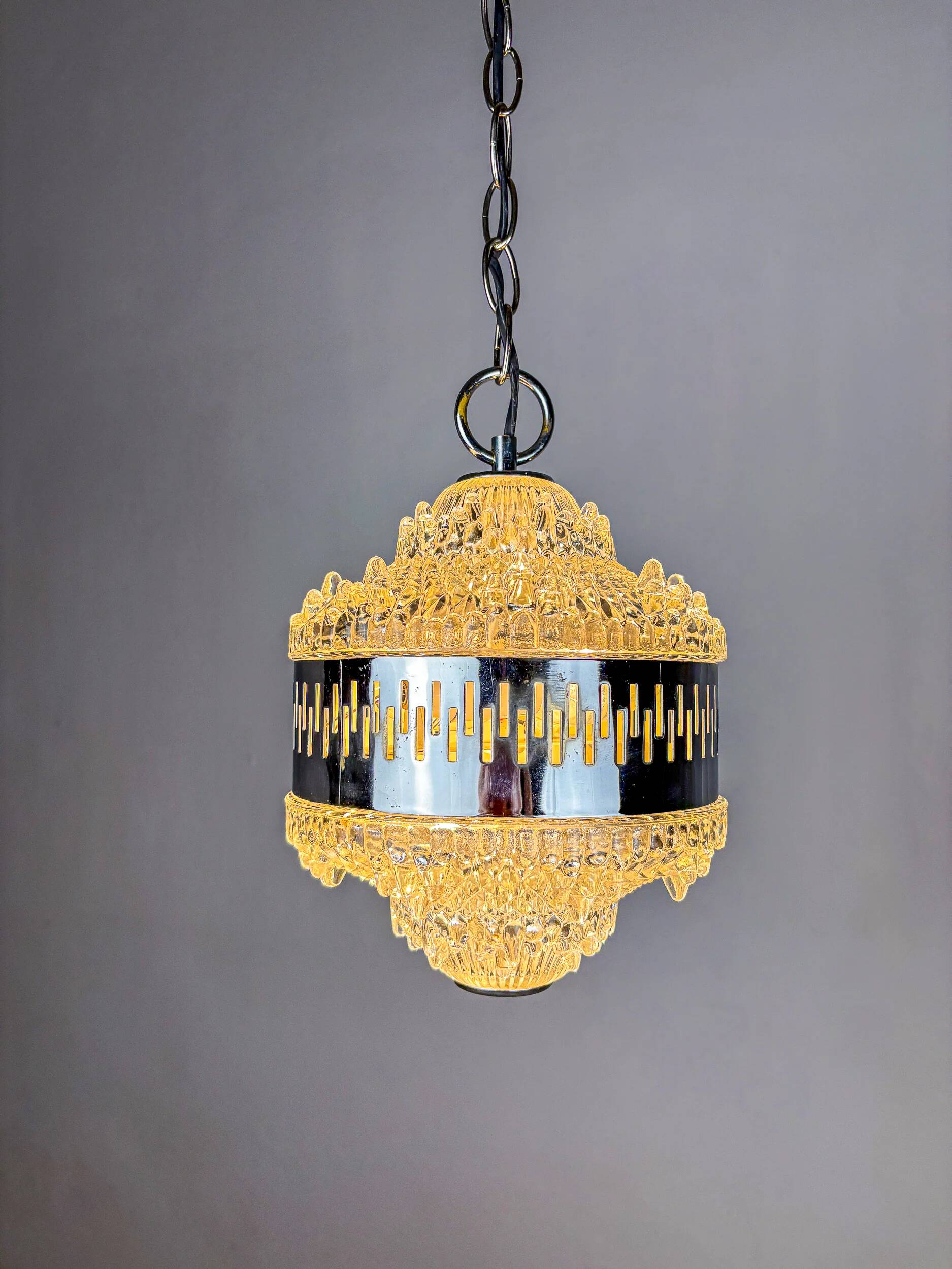 Kaiser Leuchten chandelier, frosted glass, Germany, 1960s