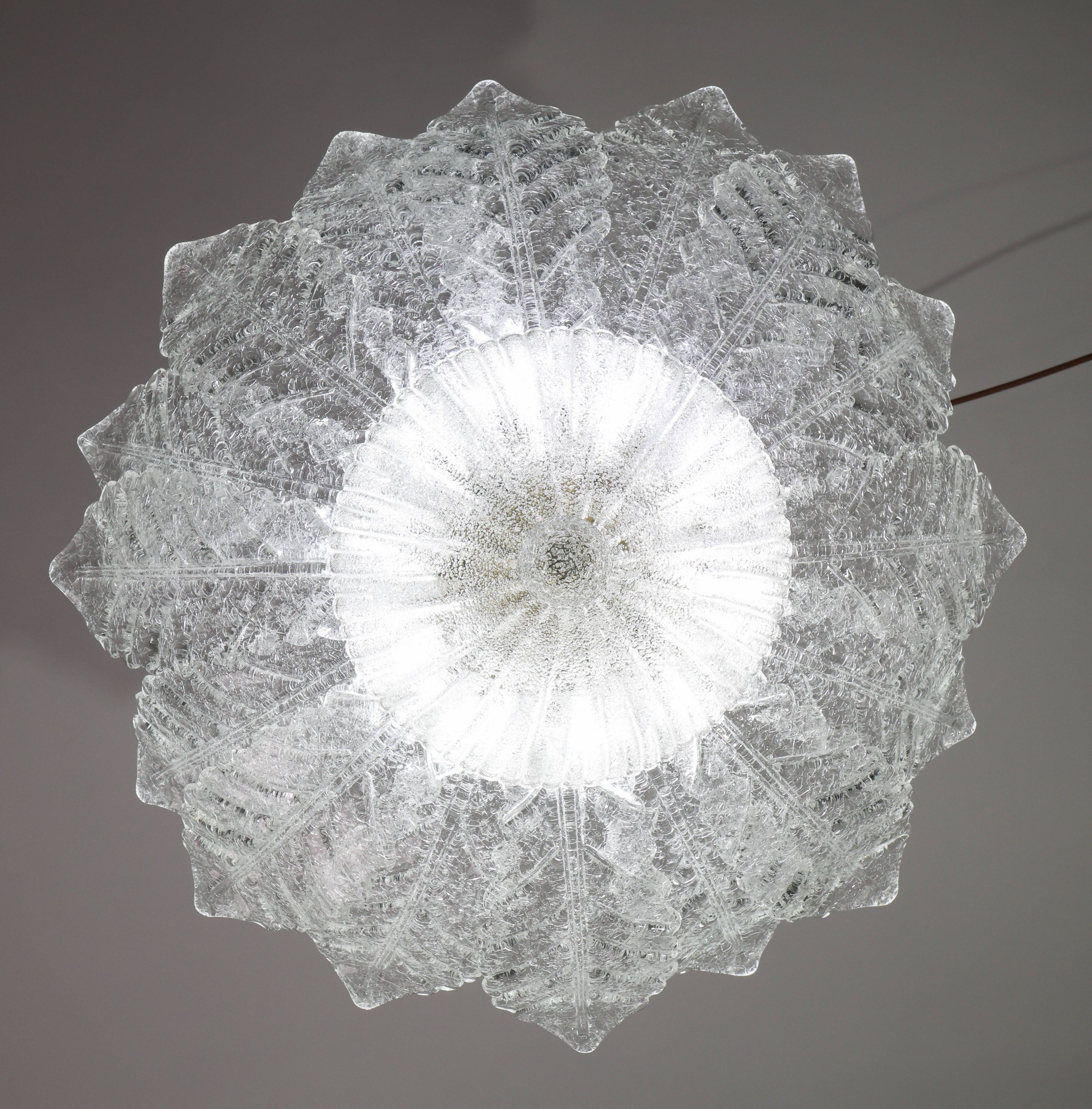 Procida, Murano Clear trasparent Vintage Glass Ceiling Light, 1970s