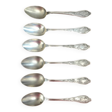 Série de 6 cuillères boulenger motifs fleurs