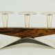 mid century modern CANDLE HOLDER silver-colored metal and wood 1950s 1960s