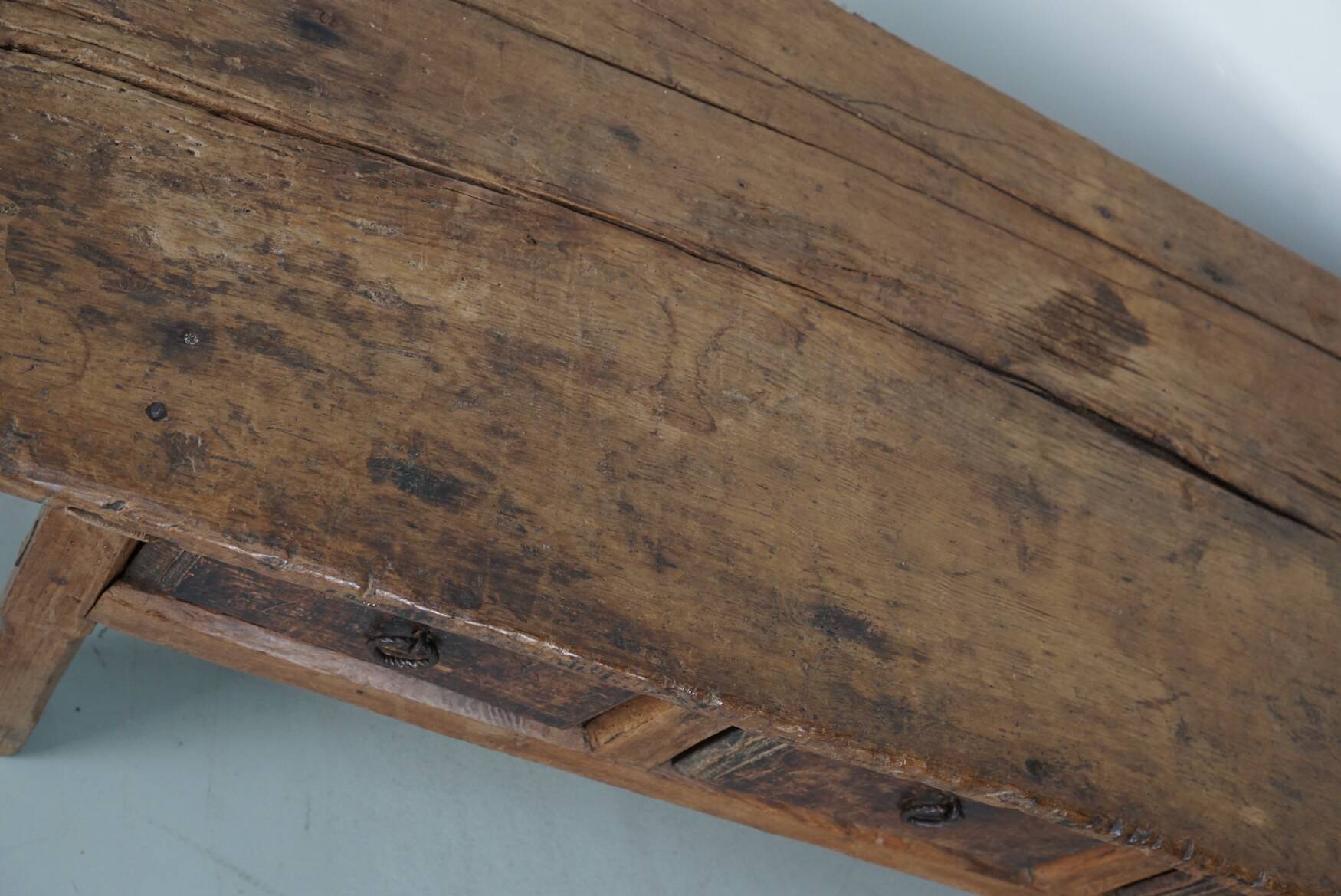 Antique Spanish Rustic Farmhouse Chestnut Side Table / Console, 18th Century