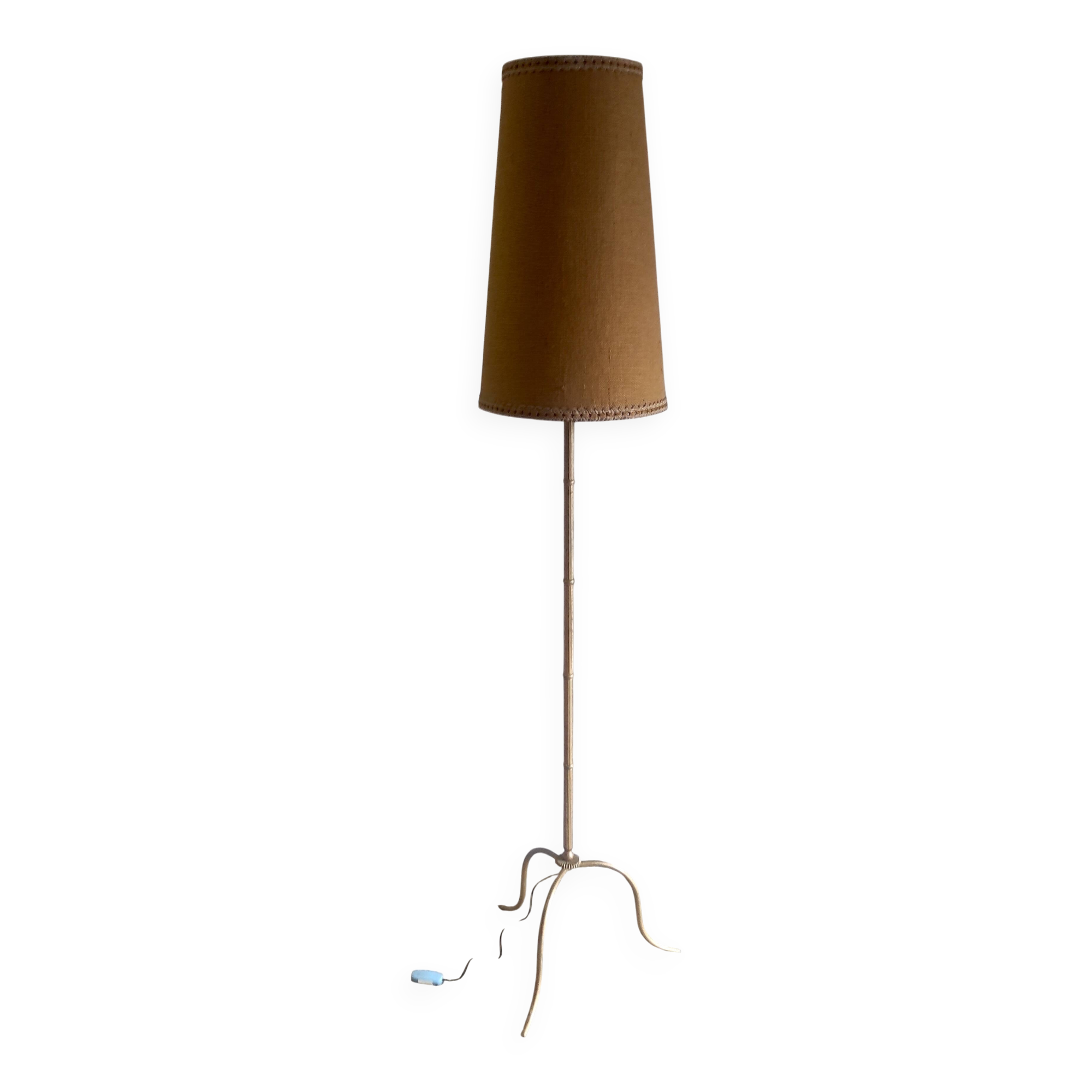 Lampadaire / liseuse tripode en métal doré - années 60