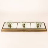 VINTAGE WALL OR CEILING LAMP 1950s BRASS AND GLASS ITALIAN DESIGN