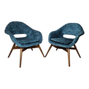 Fauteuils coquille restaurés par