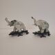 Pair of elephant paperweights, veined marble, 80s - France