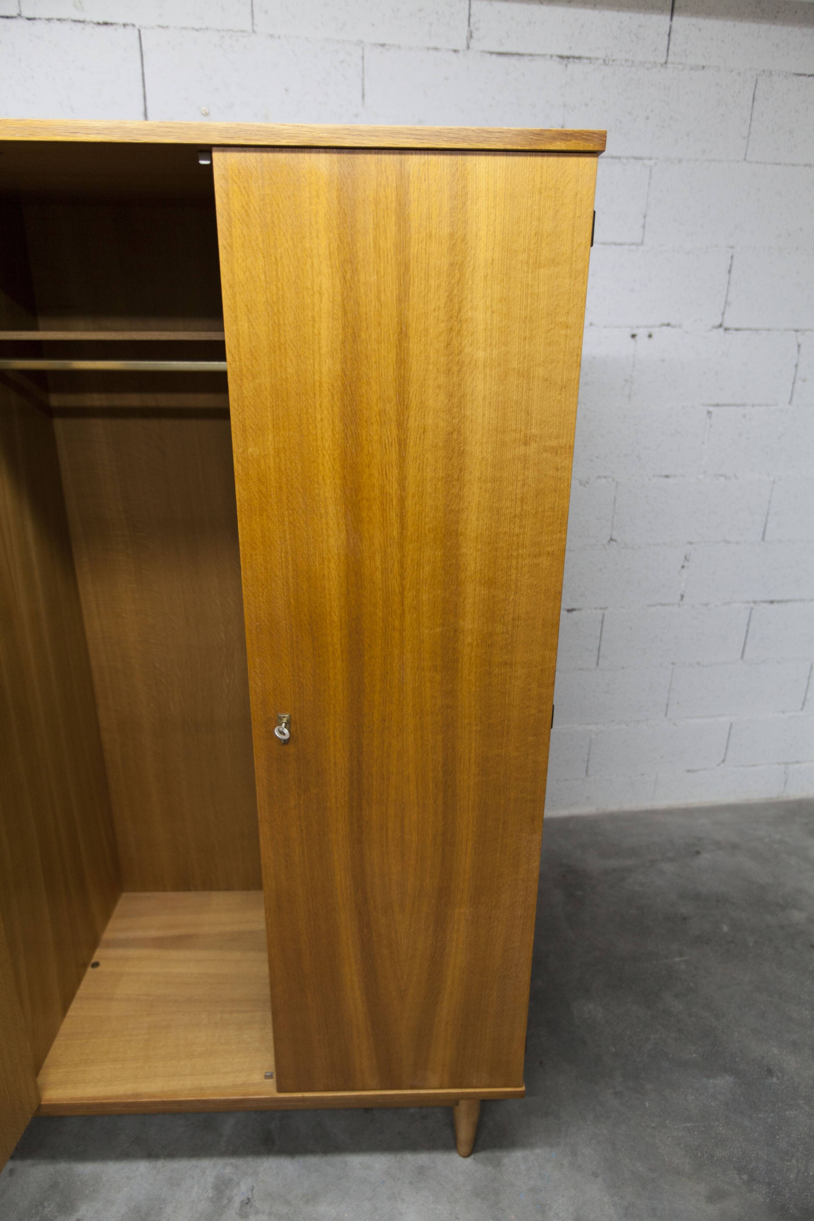 Scandinavian 3-door wardrobe in blond teak