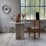 Octagonal travertine coffee table