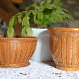 Lot de 2 cache pot vintage en osier