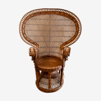 Mid-Century Oriental Peacock Chair in Straw, 1970s