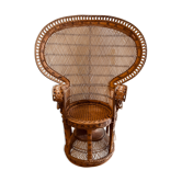 Mid-Century Oriental Peacock Chair in Straw, 1970s