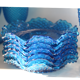 Old table set in blue pressed moulded glass