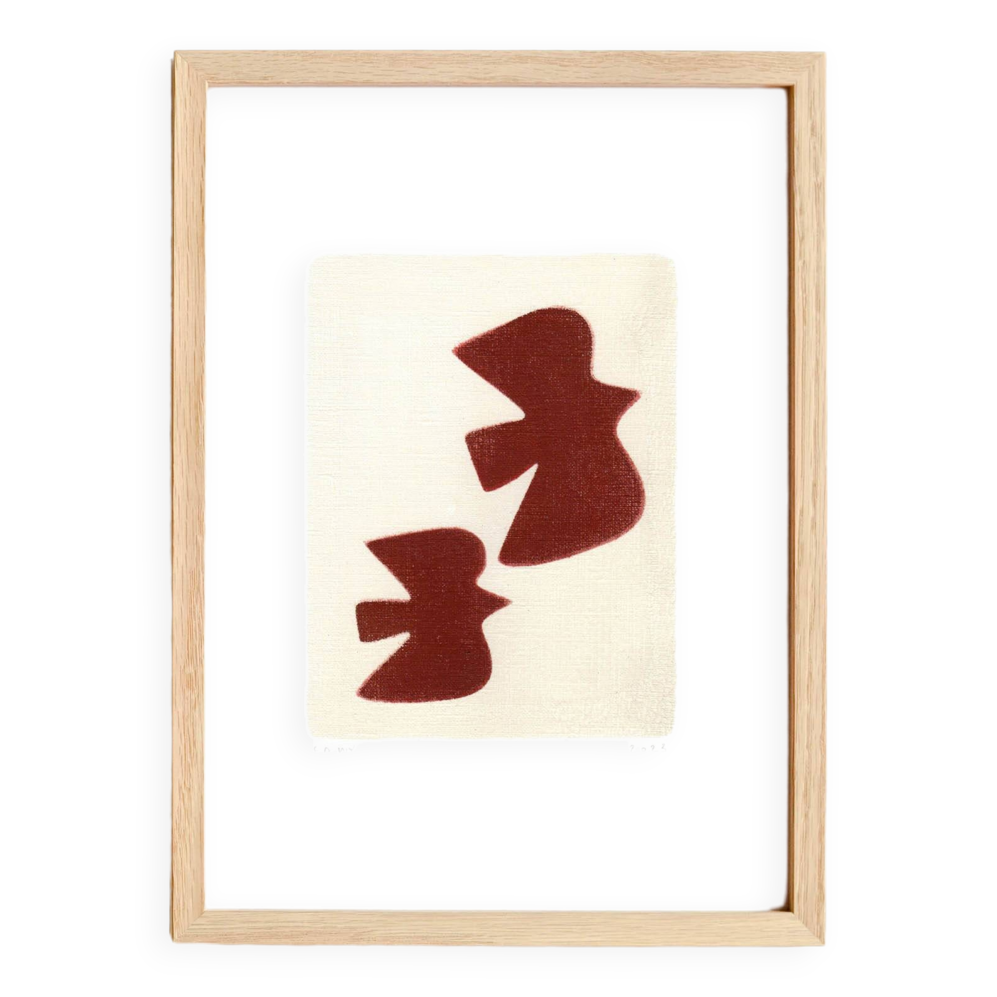 Birds illustration - dark terracotta - signed eawy